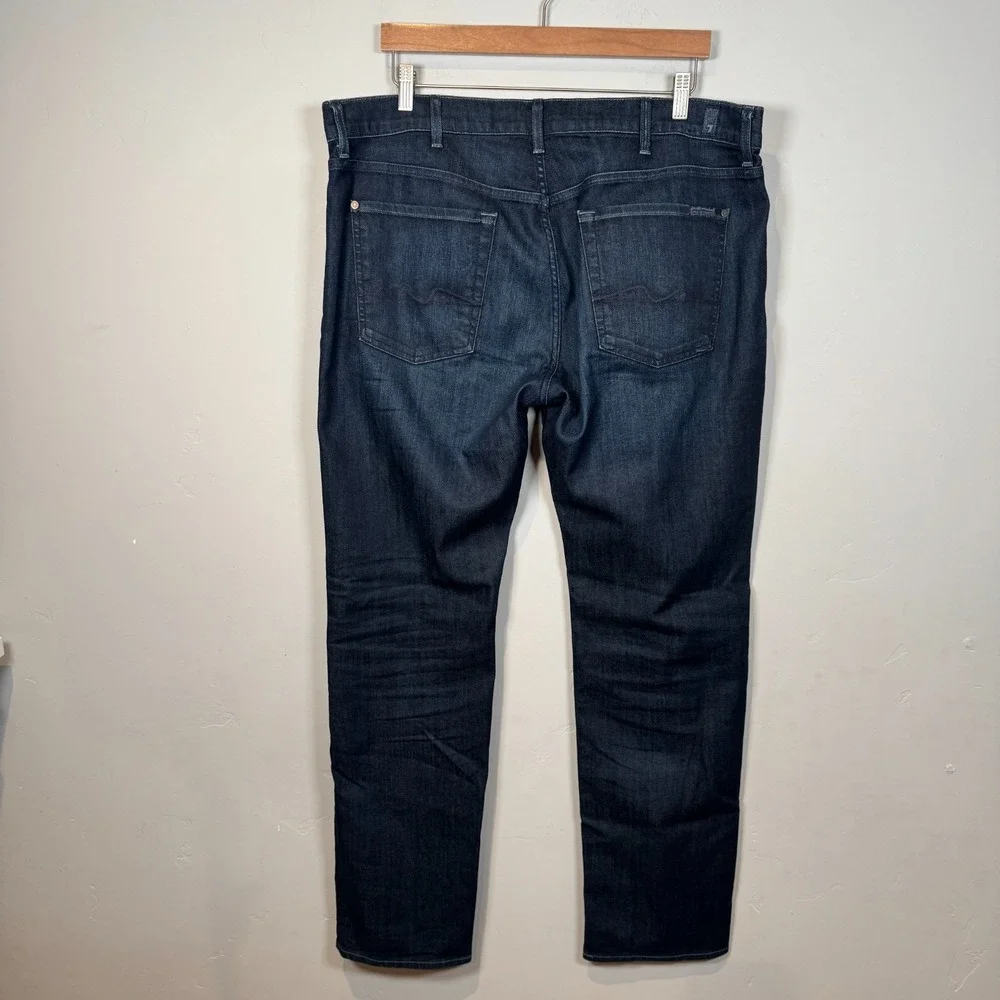 7 For All Mankind The Straight Jeans Mens 38x32 Stretch Dark Wash Denim Size‎ 38